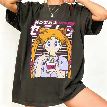 Sailor Moon Retro 90s Anime Graphic T Shirt Summer Cotton Men Women Tee Streetwear Casual Trend Short Sleeve Couple Hip Hop Top