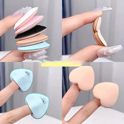 5/10pcs Heart Finger Puff  Mini Makeup Sponge Small Air Cushion Powder Sponge Case Face Concealer BB Cream Cosmetic Puff Beauty