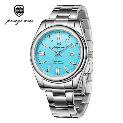 PAAZOMU  Luxury Fashion Man Clock Top Business Waterproof Luminous Date Week Men's Watches Quartz Stainless Steel Men Wristwatch