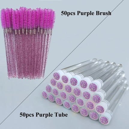 50pcs Reusable Eyelashes Brush Tube for Eyelash Extension Disposable Mascara Wands Eyebrow Brush Applicator EyeLash Brushes