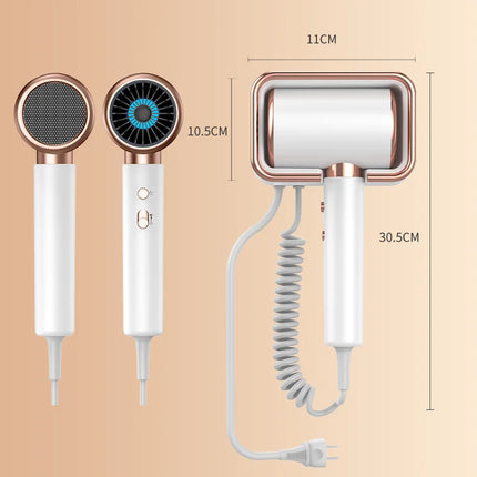HOMEFISH Hotel-exclusive hairdryer, wall-mounted high-power electric blow dryer, no-drill bathroom flashlight
