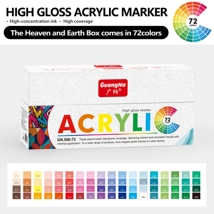Guangna 168/72 Colors High Gloss Acrylic Marker Pen Set,Hard Headed Drawing Pens,Professional-Grade Paint Pen for DIY Graffiti