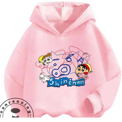 Casual Winter Kids Hoodie Cute Cartoon Hooded Trendy Street Style Wear Crayon Shin Chan Boys Girls 3 14
