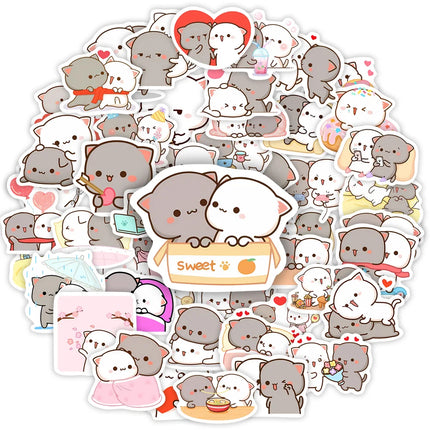 Cute Couple Cat Stickers Cartoon Kawaii DIY Gift Decal Doodles for Scrapbook Skateboard Luggage Phone Waterproof Stickers
