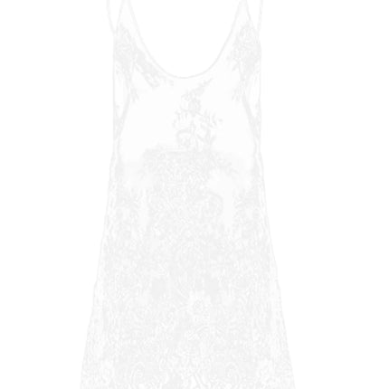 Lace Cut-Out Dress Nightdress Transparent See-Through Mesh String Breathable Ultra-Thin Underwear Home Sleep Bathrobe Clothing