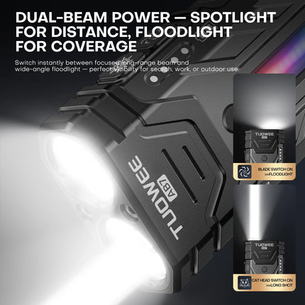 5200LMS Innovative Multi-functional Portable LED Flashlight with Magnetic Torch, Perfect for Hiking Camping Adventures