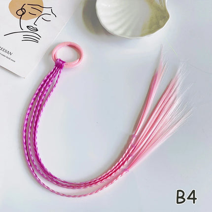 Girls Synthetic Colorful Braids Hair Extensions With Rubber Bands Rainbow Braided Hairpieces Ponytail Hair Accessories For Girls