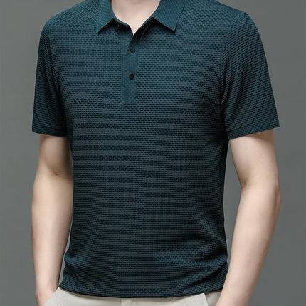 Brand Clothes Summer New Men's Short Sleeve T-shirt Ice Silk Cool and Breathable POLO Shirt Business Casual Sweat-absorbing Top