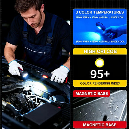 FUNAYA Portable Flashlight Car Detailing Tools Car Paint Finish Lamp Scan Swirl Magnetic Grip Multi Auto Repair Working Lights