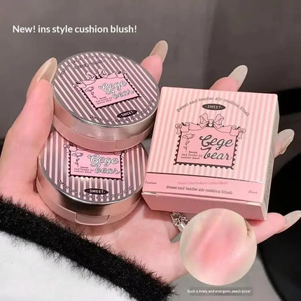Gege bear 3.5g Matte Cream-Textured Cushion Blush With Puff, Powder-free, Smooth Application, Create Flawless Daily Makeup