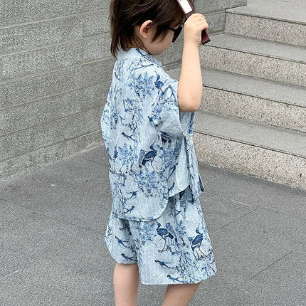 Short Sleeve Tops Shorts 2 Piece Set Boy Outfit Casual Kids Clothes Baby Tang Hanfu Suit Boys Costume Children's Sets Summer