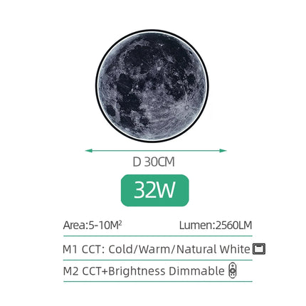 LED Moon Wall Lamp Remote Control Dimmable Romantic Mural Night Light Modern Bedroom Living Room Interior Home Decor Wall Lamp