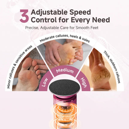 Aluminum Alloy  2 in 1 ElectricFoot Callus Remover with 60pcs Sandpaper Discs, Adjustable Foot File Nail Polisher With Gift Box