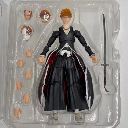 Original box Bandai SHF BLEACH ICHIGO KUROSAKI Getsuga Tensho Figure Finished Model kit Anime full Action Toy Gifts kid In shock