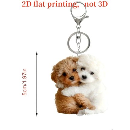 2D Flat Acrylic Dog Charms Keychains Cute Cartoon Puppy Bag Pendant Car Mirror Hanging Decor Festive Party Pet Lovers Gifts