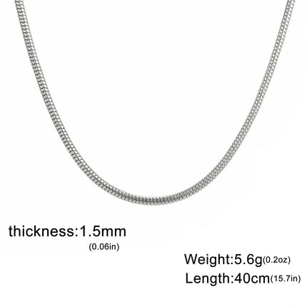 My Shape Round Snake Chain Necklace for Women Men Stainless Steel Link Chain 0.9mm 1.2mm 2mm Chains Choker Fashion Jewelry Gifts