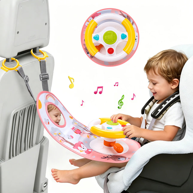 Baby Car Eletric Steering Wheel Toy with Music Simulate Driving Car Baby Seat Copilot Toys Hanging Toys for Todder 0-12M Gifts
