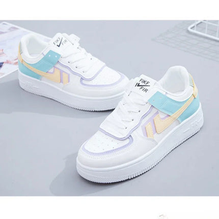 Fashionable Lace-up Flat Casual Shoes Comfortable Thick-soled Running Sneakers Round-toe Breathable/Wear-resistant Running Shoes