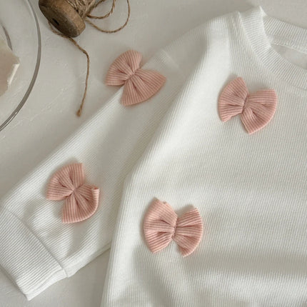 Autumn Toddler Baby Girls Outfit Bowknot Decor Long Sleeve Sweatshirt Pink Flare Pants Spring Clothes Baby Newborn Items