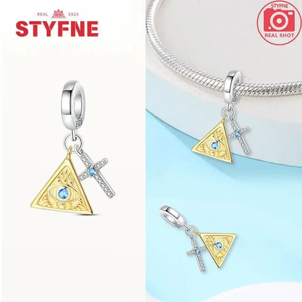 Silver 925 Gold Pyramid Mummy Double Charm Elephant Beads Fit Original Bracelet DIY Fine Jewelry Accessories for Women Gifts