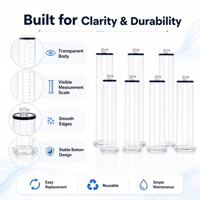Acrylic Vacuum Cylinder Replacement Set for Men, Clear Manual Pump Tubes Extender Trainer Adult Accessories
