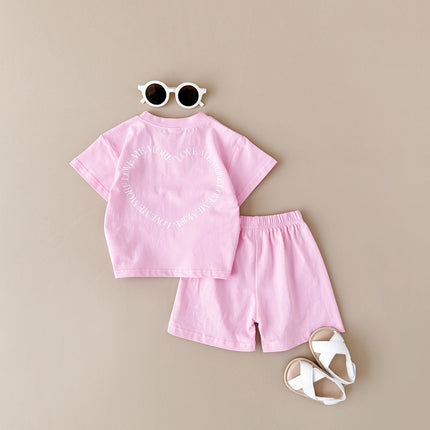 INS Newborn Baby Clothes Set Girls Cotton Heart Shaped Letter Printing Summer T-shirt+shorts 2Pcs for 1-4Y Baby Boys Clothes