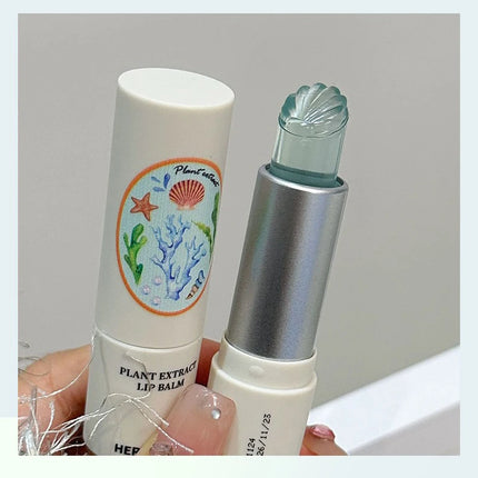 Sea Shell Shaped Lip Balm Clear Blue Moisturizing Hydrating Oil Reduce Lip Lines Remove Dead Skin Transparent Mask Lip Care