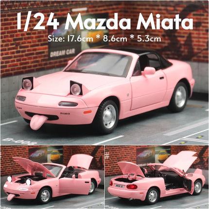 1/32 Mazda MX-5 Miniature Diecast Miata RoadSter Toy Car Model Sound & Light Doors Openable Collection Gift for Children Boy Kid