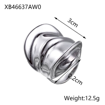 CARLIDANA Stainless Steel Silver Color Open Irregular Circle Finger Rings Titanium Steel Personalized Geometric Open Ring Women