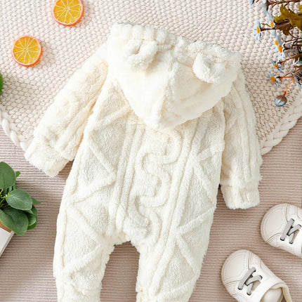 Autumn Winter Newborn Baby Romper Boys Girls Lovely Hooded Long Sleeve Infant Bodysuit Warm Jumpsuit Toddler Daily Clothes 0-1Y