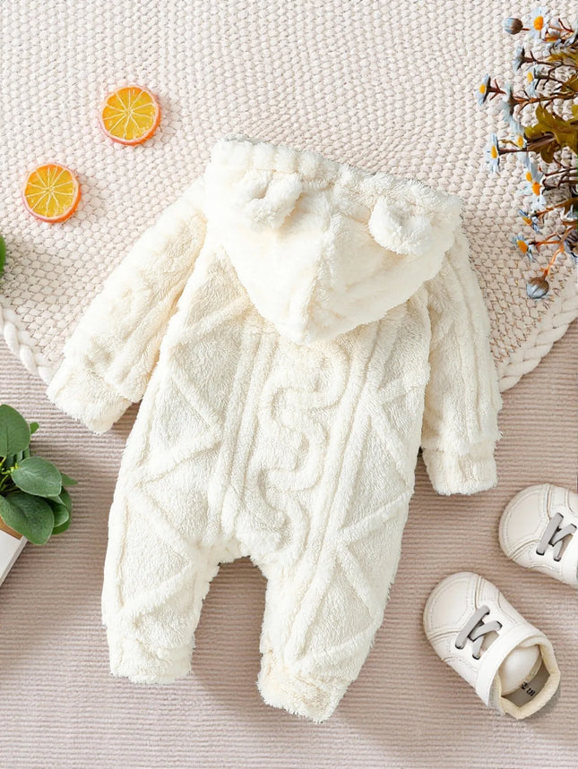 Autumn Winter Newborn Baby Romper Boys Girls Lovely Hooded Long Sleeve Infant Bodysuit Warm Jumpsuit Toddler Daily Clothes 0-1Y