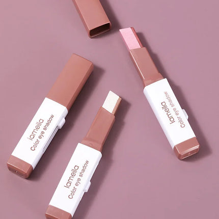 Double Color Eyeshadow Stick Gradient Shimmer Cream Pen Eye Makeup Cosmetic Eyeshadow Stick Korean Makeup