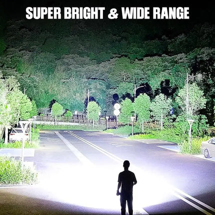 1/2pcs/A Set High-power Flashlight Rechargeable Torch with Display Zoomable Battery Light Camping Hiking Lantern Emergency Lamp