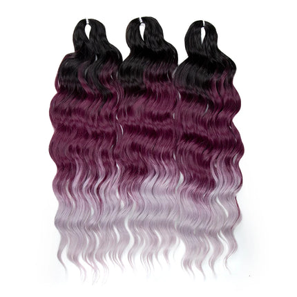 FREEDOM Synthetic Braiding Hair Extensions Deep Wavy 24 inch Long Curly Braids Hair Ombre Brown Rainbow Twist Crochet Hair
