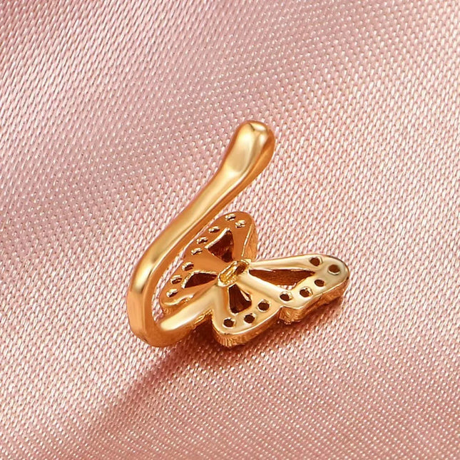 Glass Imitation Diamond Butterfly Nose Stud Hip Hop Gothic Style Clip Wear Adjustable Nose Clip Without Hole Women Cool Jewelry