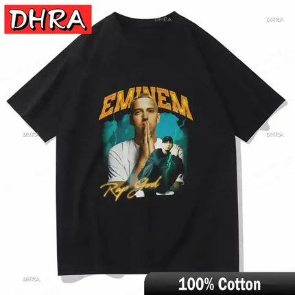 Summer Rapper Eminem Graphic Printed Tshirt Men Retro Cotton Hip-hop Fashion Casual T-shirt Women Cool Music Style Tops Clothing