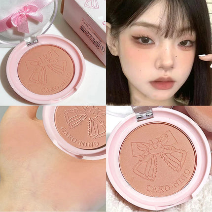 Wish Bow Cute Blusher Lasting Not Easy to Fly Powder Pink Blush Face Brighten Shading Rouge Rubor Korean Dupes Makeup Cosmetics