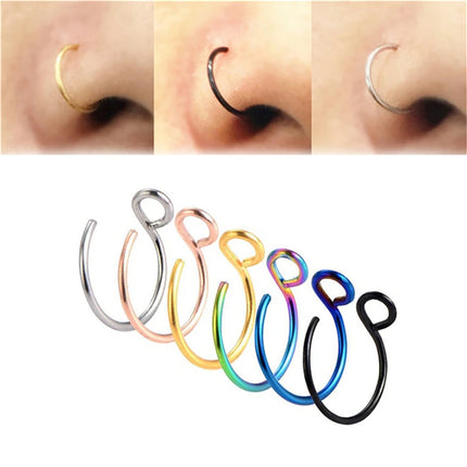 Fake Nose Ring Faux Piercing Jewelry 8Mm Fake Nose Ring Hoop For Faux Lip Septum Nose Ring Set Fake Lip Ring Lip Nail New