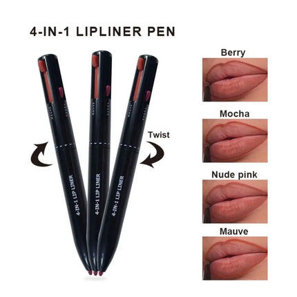 Multi-effect 4 In 1 Eyeliner Eyebrow Pencil Contour Pen Long Lasting Waterproof Cosmetics Eyeliner Makeup Pencil Lip Liner Pen