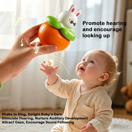 Baby Musical Tumbler Bunny Toy, Swing Rabbit Carrot Infant Toy 0-12M, Safe Soothing Tummy Time Early Education Baby Gifts