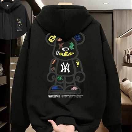 2026 New Design Men's Hooded Sport Shirt - Spring-Autumn Casual Fashionable Loose Fit Cool Couple's Top