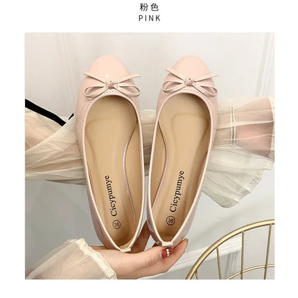 Flat Shoes Women Ballerinas Round Toe Bowtie Slip on Ballet Flats Lazy Loafers Moccasins Ladies Casual Flats Shoes 2023