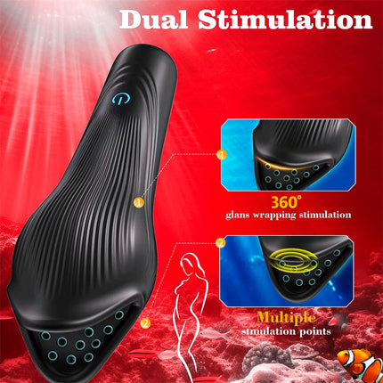 Powerful Vibrating Tongue Licking Vibrator Male Glan Massager Delay Stamina Trainer Oral Sex Climax Masturbation Sex Toy for Men