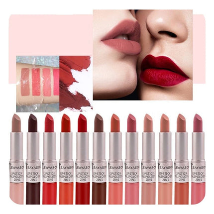 Double-Ended Velvet Matte Lipstick with Long-Lasting Effect, Brightening and Complexion-Enhancing Lipstick Pen for Autumn and Winter, Non-Transfer Matte, Valentine's Day Gift Lipstick