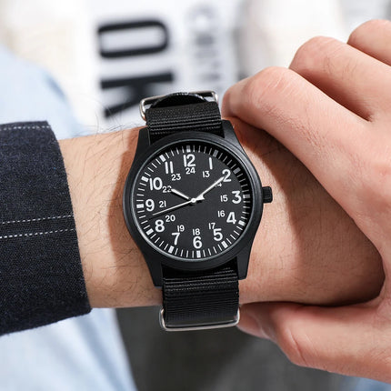 TPW Air Force Field Watch Fabric Strap 24 Hours Display Quartz Movement 42mm Dial
