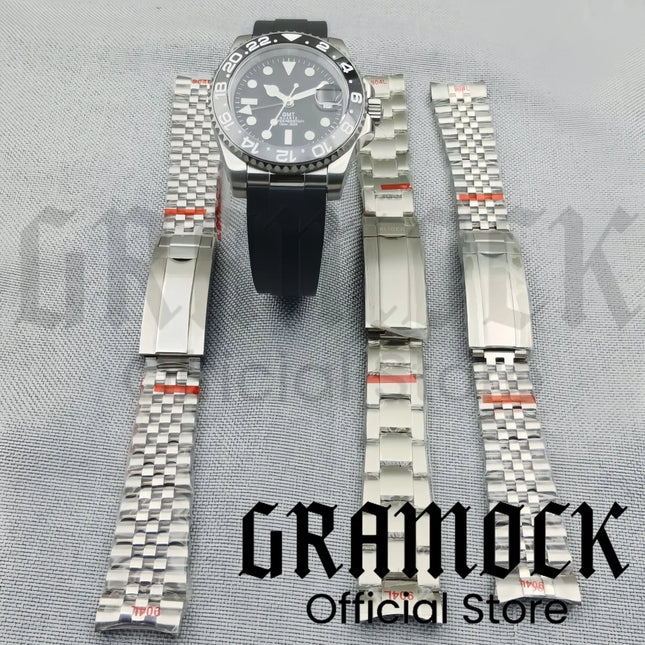 40mm GMT Men's Watch Ceramic Bezel Sapphire Glass Luminous Dial 10Bar Waterproof Sapphire Glass Stainless Steel Glideclas