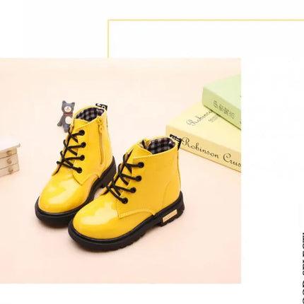 Children Ankle Shoes PU Leather Waterproof Tide Kids Rubber Boots Girls Boys Fashion Boots Anti-Slippery Spring Autumn 2024