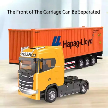 1:50 Scale Truck Transport Car Model Toy Metal Container Alloy Diecast Simulation Engineering Container Vehicle Models Boys Toys