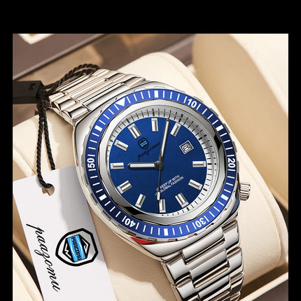 PAAZOMU Luxury Business Men Watch Date Week Waterproof Luminous Man Wristwatch Sport Stainless Steel Quartz Men's Watches Reloj