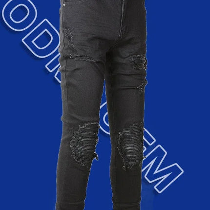 Skinny Hole Jeans for Men Vintage Pencil Pants Straight Ankle Length Trousers Washed Distressed Denims 2024 Autumn Streetwear